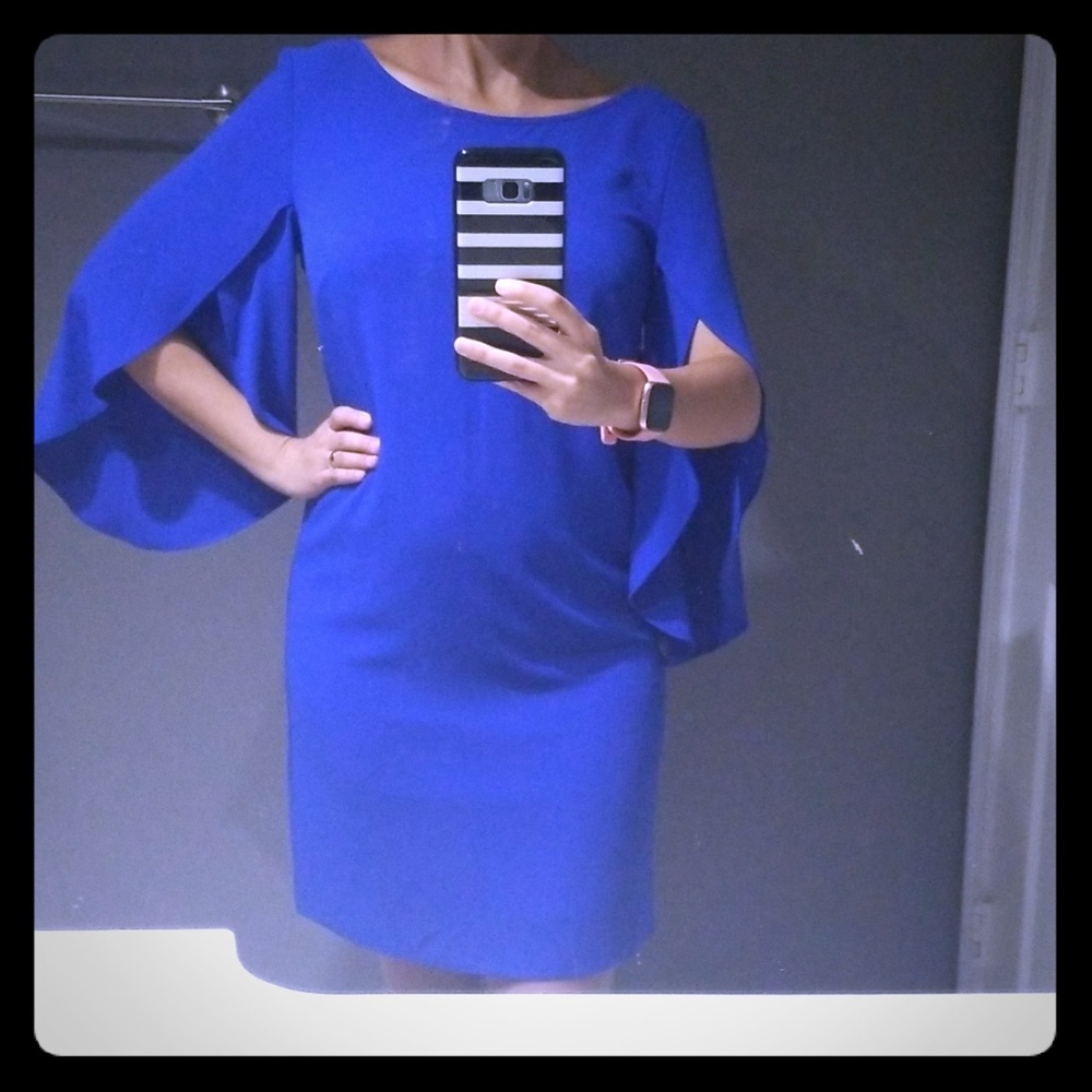 Electric blue cocktail party dress